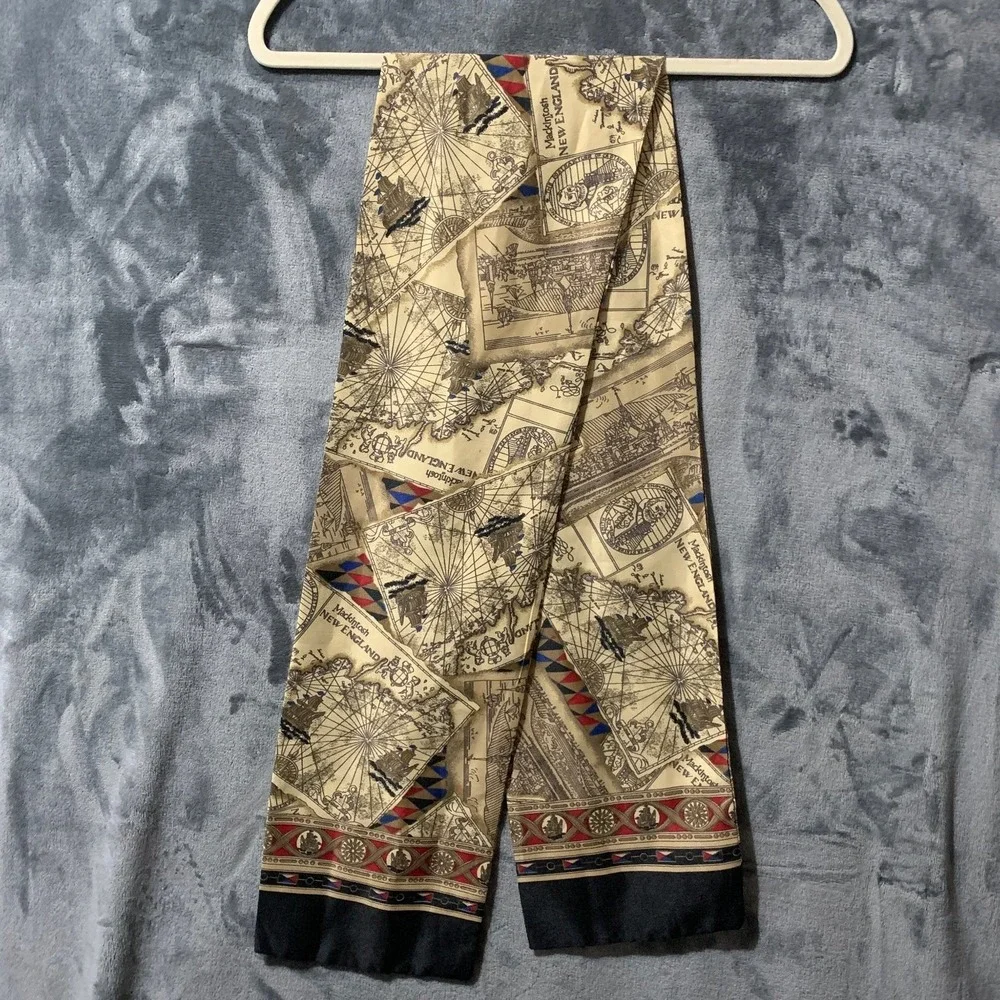 Vintage Mackintosh New England Map Nautical Souvenir Scarf Tie Massachusetts